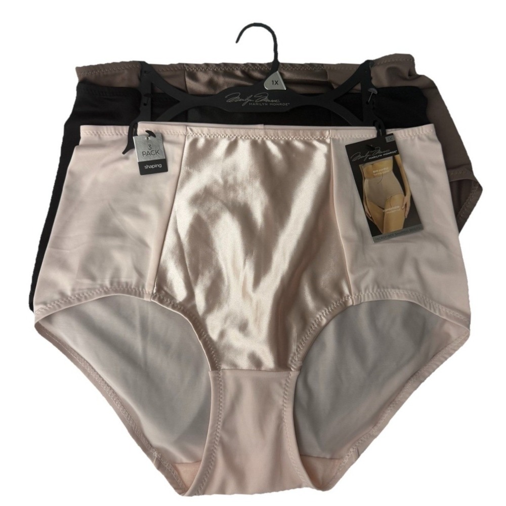 MARILYN MONROE 3 Pack Women's Microfiber SHAPING BRIEFS Brown Black Pink Size 1X